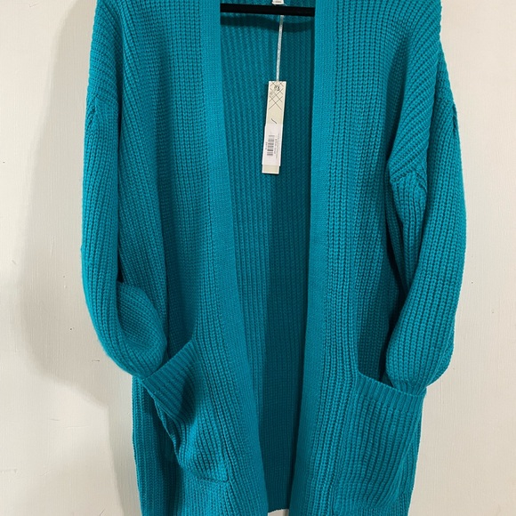 She and Sky Turquoise Knit Cardigan - Picture 1 of 1